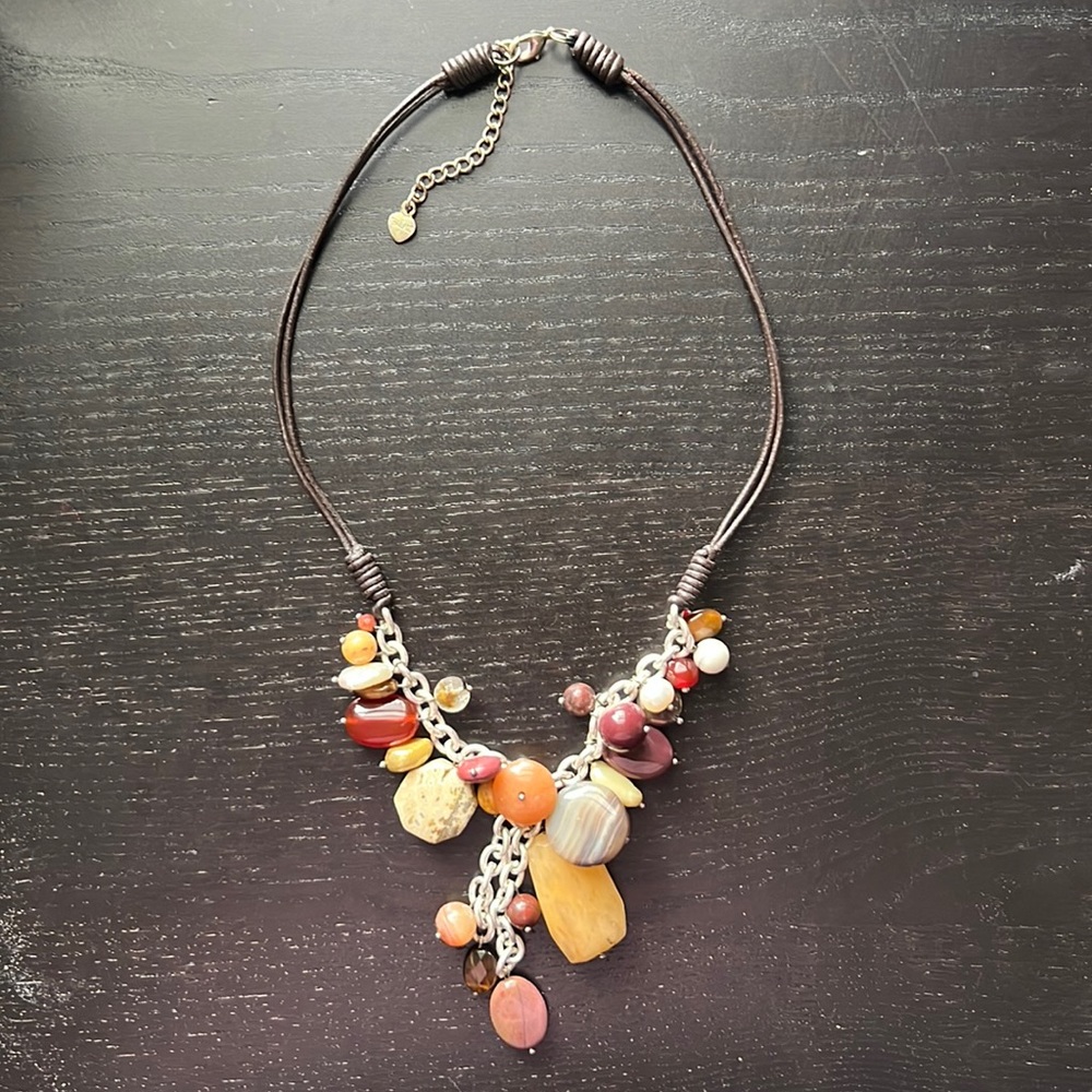 Semi Precious Stone Clustered Necklace